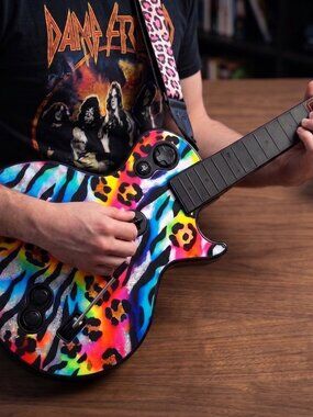 Guitar Hero Les Paul Guitar Bundle PS3 Dongle 80s Glam Rock Custom Printed